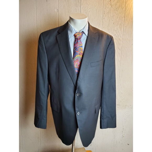 David Donahue Other - David Donahue Blazer Men 46 R Charcoal Marzotto Wool Super 150s Double Vented